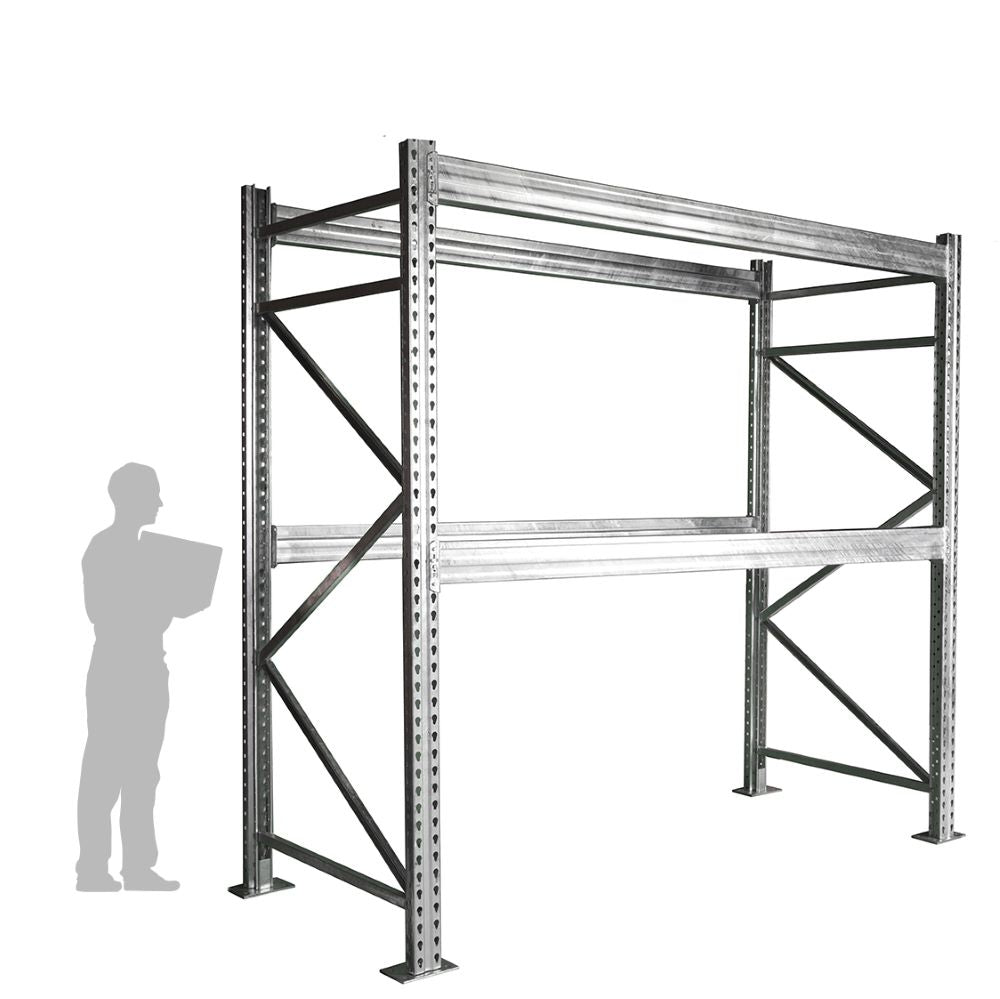Starter Racking 2-Tier Galvanized Teardrop Pallet Rack Starter Units - 48