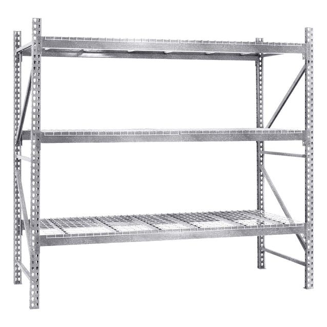 3-Tier Galvanized Teardrop Pallet Rack Starter Units w/ Wire Decking